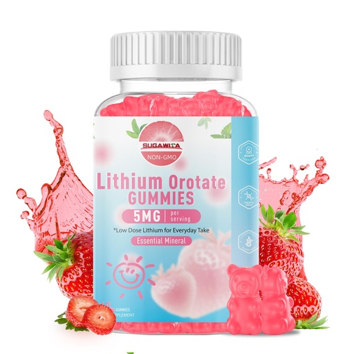 [BRSREHD7CUJR423H] Lithium Orotate 5mg Gummies | Plant-Powered Bioavailable Chewable Lithium Supplement | Support for Daily Tension Balance & Healthy Aging | Non-GMO, Vegan, Gluten-Free | 60 Counts