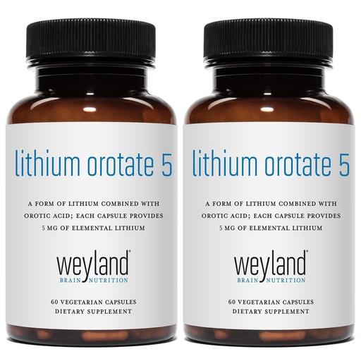 [BRSREAAHCN5WGHQV] Lithium Orotate - 5mg of Elemental Lithium, 60 Vegetarian Capsules (Pack of 2)
