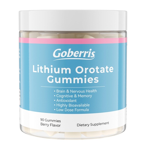 [BRSRGAYKOJ5GMADU] Lithium Orotate 5mg, 10mg, Lithium Orotate Gummies for Daily Balance, Brain Health, Cognitive & Memory & Clarity, Low Dose Lithium Supplement, Highly Absorbable, Sugar Free, Pectin-Based, Berry, 90
