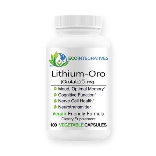 [BRSRA2T2AAMAK3LK] Lithium Oro 5mg Supports Healthy Mood Emotional Wellness, Behavior, and Memory. Bioavailable, 100 Caps (Elemental Lithium Orotate) (5)