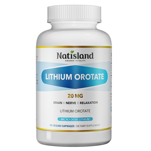 [BRSRGZQPDIHQIH3A] Lithium Orotate 20 mg - Brain & Nerve Health Support for Healthy Aging, Low Dose Lithium Supplements, High Bioavailability Trace Mineral, Vegan, Non-GMO, Gluten Free, 90 CT