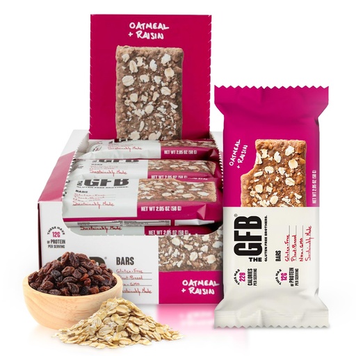 [BRSWI2QHCZ6GKYI5] The GFB Oatmeal Raisin Protein Bars - Gluten Free, Plant Based, Non GMO, Sustainably Made – Ridiculously Tasty, Healthy, Vegan, Nutrition Snack Protein Bars, 2.05 oz (12 Count)