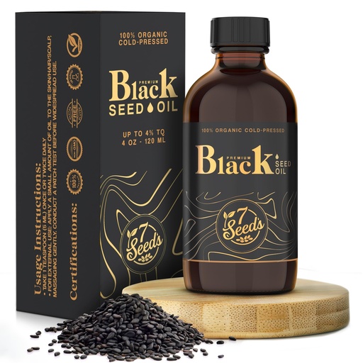 [BRSRAFI5AUCBY2DX] 7 Seeds Cold Pressed Black Seed Oil - 120ml Cold Pressed Nigella Sativa Liquid for Immune Support, Joints, Digestion, Hair & Skin (4 Fl Oz)