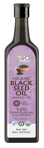 [BRSREFA7BECRYHTH] Organic Black Seed Oil 8 oz - Cold Pressed, Lab Tested Thymoquinone 1.5-2%, Unrefined, USDA Certified - Potent Nigella Sativa Kalonji Oil - Vegan Omega 3 6 9 - by Jiva Organics