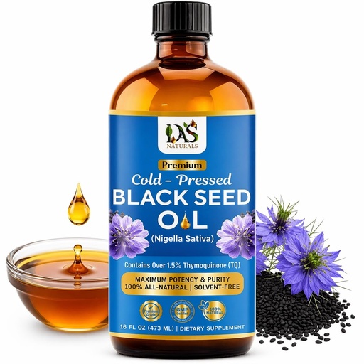 [BRSRE2YBDICQKH34] Black Seed Oil Cold-Pressed 16oz | Unrefined Nigella Sativa, 3 Times Thymoquinone (Over 1.5%) | 100% Pure and Natural Black Cumin Seed Oil, Omega 3 6 9, Non-GMO, Vegan
