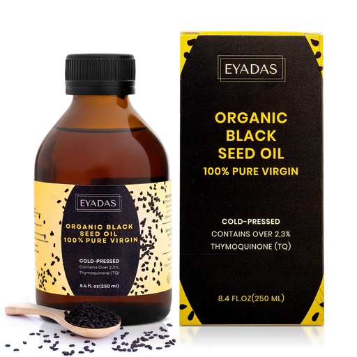 [BRSRAYYQPMBWKD3F] Organic Black Seed Oil 8.4 Fl Oz – 100% Turkish Cold-Pressed Nigella Sativa with 3X Thymoquinone – Pure Cumin Extract in Amber Glass Bottle for Immune, Hair, Skin & Overall Wellness