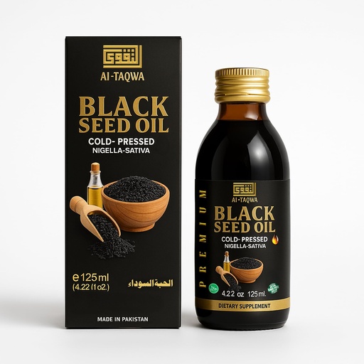 [BRSREGQKPN5RY3TG] AL-TAQWA Black Seed Oil – Extra Virgin Nigella Sativa (Kalonji) Oil for Hair, Skin & Wellness – Cold-Pressed, Unrefined, Non-GMO, Vegan, Halal – 4.22oz (125ml) Amber Glass Bottle