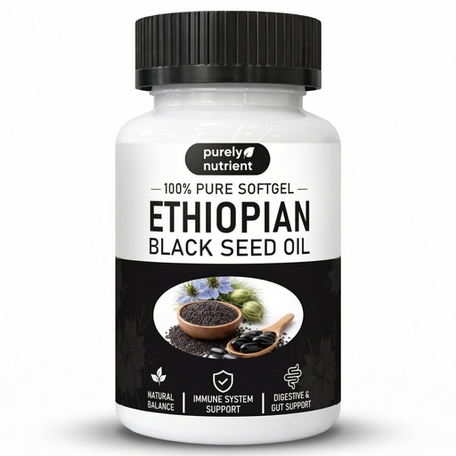 [BRSRGHYLCF5Q4YLO] Purely Nutrient Ethiopian Black Seed Oil, Purely Ethiopian Organic BlackSeed Oil Capsules with Thymoquinone - Organic Cold Pressed, 60 Softgels