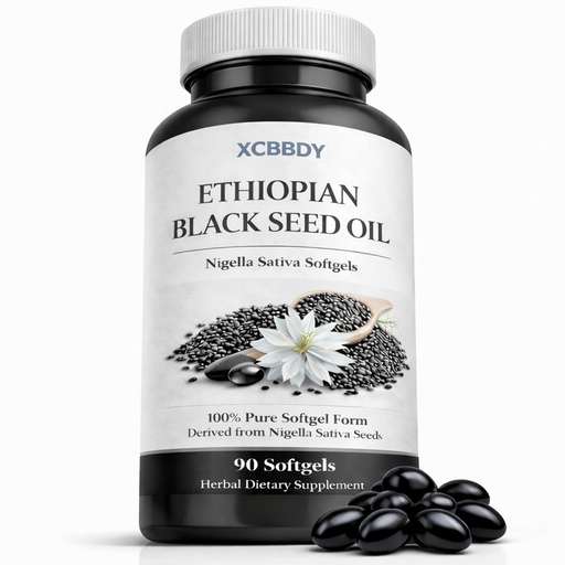 [BRSRGFA6BAMQGDTL] Ethiopian Black Seed Oil Purity Natural, Cold Pressed Nigella Sativa Oil, for Daily Use, Non-GMO, Gluten-Free, Vegan, 90ct (1)