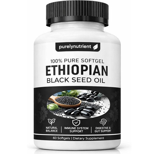 [BRSRGGD5DN4GEF3K] Ethiopian Black Seed Oil Capsules 4.64% Thymoquinone – Purely Nutrient Organic Cold Pressed Black Cumin Seed Oil Softgels, Non-GMO, Gluten-Free, 60 Softgels