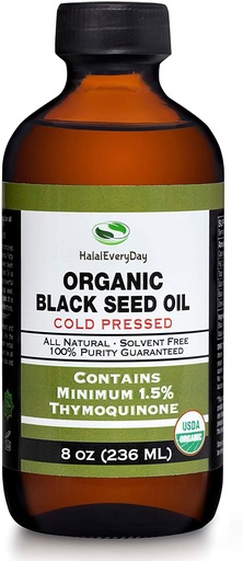 [BRSROBQ7BENW2H32] Organic Black Seed Oil - USDA Certified Cold Pressed Glass Bottle Over 1.5% Thymoquinone 3X strength Turkish Black Cumin Nigella Sativa non-GMO 100% Pure Blackseed Oil (8oz Glass Bottle)