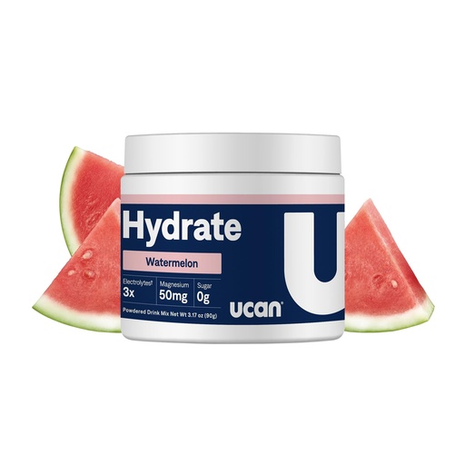 [BRSWGFDQCIPRADTG] UCAN Hydrate Electrolyte Drink Mix (Watermelon, 30 Servings) Sugar-Free, Keto-Friendly, Vegan, Non-GMO, Gluten-Free Electrolyte Powder with Potassium & Magnesium for Runners & Athletes