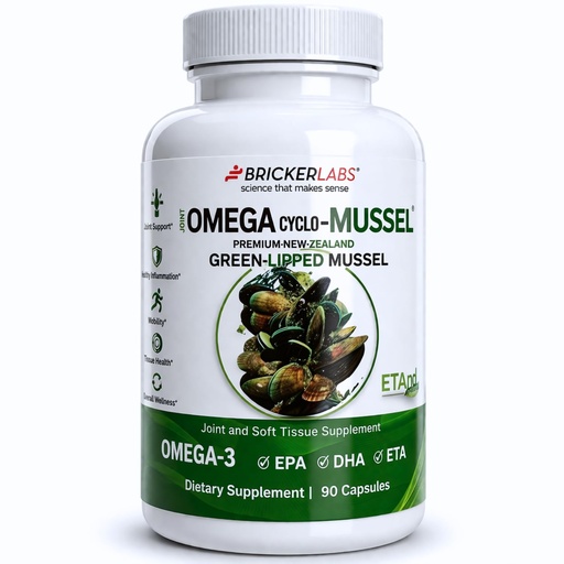[BRSW22YTPN5RAEY3] Bricker Labs Omega Cyclo - Mussel Joint Health Supplement, Premium New Zealand Green Lipped Mussel, Full Spectrum Omega Joint Supplements for Joint Health and Comfort, 90 Capsules