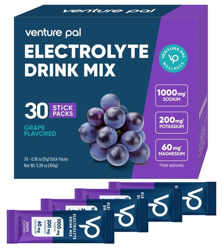 [BRSREGIHOZ7GGE36] Venture Pal High Sodium Electrolyte Powder Packets | Sugar Free Hydration Drink Mix with Sodium, Potassium, Magnesium & Vitamins | Zero Calorie | Keto, Vegan & Paleo Friendly | 30 Sticks