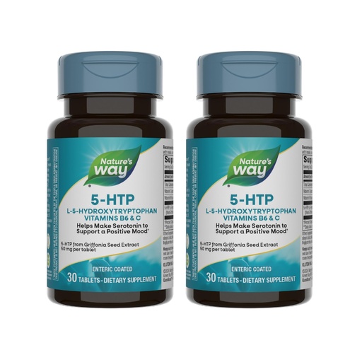[BRSWGAITOECGCFY4] Nature's Way 5-HTP L-5-Hydroxytryptophan Vitamin B6 + Vitamin C + Griffonia Bean Extract 30 Count (Pack of 2)