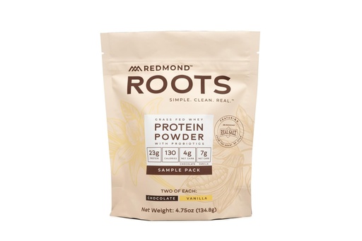 [BRSRGATQOJ5BSGT4] REDMOND Roots Grass-Fed Whey Protein Powder – 23g Protein per Serving, Naturally Sweetened with Maple Sugar & Monk Fruit, Probiotic for Digestion (Sample Pack)