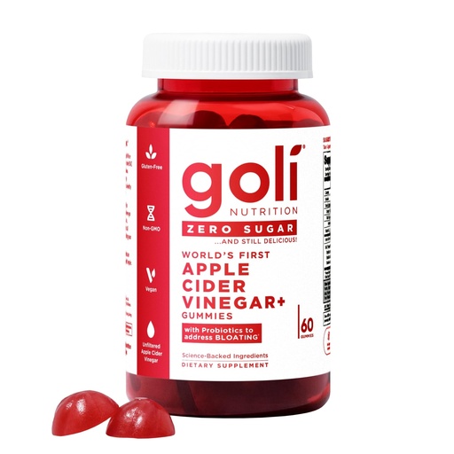[BRSREYDRO4IQE3LX] Goli Zero Sugar Apple Cider Vinegar Gummies - ACV with Vitamin B12 and Probiotics - No Sugar Alcohols - Vegan, Keto-Friendly, Gluten-Free