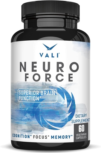 [BRSWGYI2AECW2ETA] VALI Neuro Force Brain Booster Supplement for Focus, Memory, Clarity & Energy. Extra Strength Nootropic Cognitive Function Support for Mental Performance. with Natural Caffeine. 60 Veggie Capsules