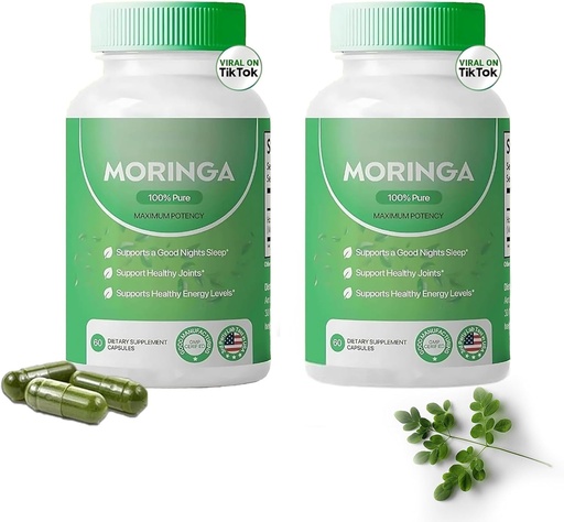 [BRSRAAY7AUHAIAD2] Moringa Capsules,Pure Moringa Powder Capsules - 800mg of Nutrient-Rich Moringa- Promotes Energy, Gut Well-Being (2)