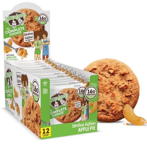[BRSWGFDYAB5A4FI7] Lenny & Larry's Protein Cookie, [Apple Pie], Chewy Soft Baked, 16g Plant Protein, Vegan, Non-GMO, High Fiber, 4 Ounce Cookie (Pack of 12)