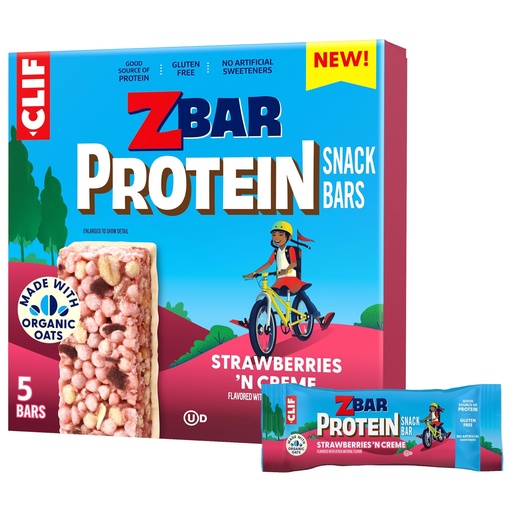 [BRSREBQKBUGR4AAY] Zbar Protein - Strawberries 'N Creme - Crispy Snack Bars - Made with Organic Oats - Non-GMO - 5g Protein - Gluten Free Protein Bars (5 Pack)