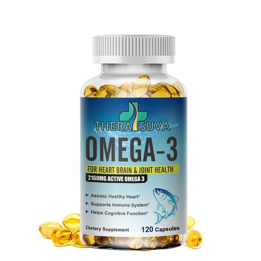 [BRSROHABAF7B6HIU] Triple Strength Premium Fish Oil, Omega-3 2160mg, EPA 1296mg + DHA 864mg, Natural Supplement for Healthy Heart & Brain Support, 2 Month Supply, 120 Softgels