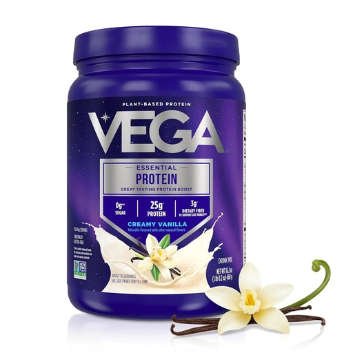 [BRSRAHAHOZ5GY3Y3] Vega Essential Protein – 25g Vegan Protein Powder, Creamy Vanilla for a High Protein, Zero Sugar Shake – Small Tub, 16.2oz (10 Servings)