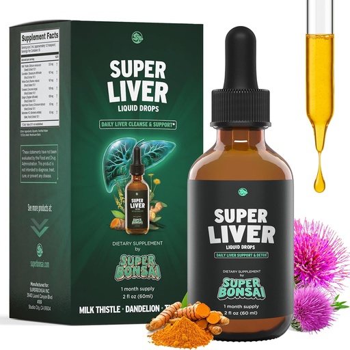 [BRSROCAQBZYR6GTJ] SuperBonsai Super Liver Support with Milk Thistle - All Natural Liver Cleanse Detox &amp; Repair Aid - Doctor-Formulated Liver Supplement - Liquid Herbal Supplements for Liver Health - 1 Month Supply