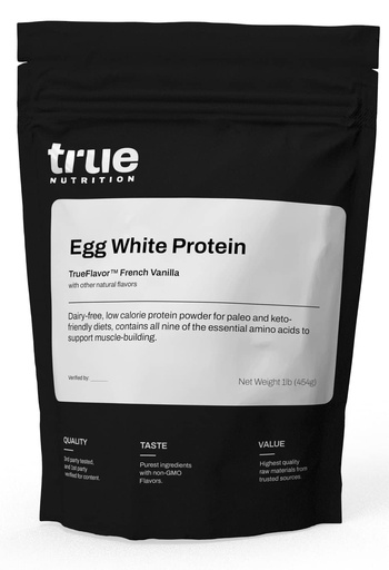[BRSWKHQ6OYBBYGTO] True Nutrition Egg White Protein Powder - 24g Non-GMO Egg Protein per Serving - Low Carb, Low Fat, Paleo, Keto, Gluten Free, Dairy Free (French Vanilla, 1lb)