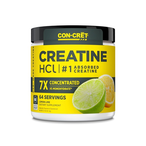 [BRSWK2QAC4OBW3DG] CON-CRET Creatine HCl Powder | Muscle, Cognitive, Cellular Energy Support | No Bloating or Cramps | USA Made & NSF Certified | Lemon Lime (64 Serving)