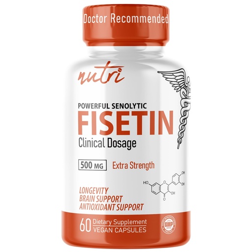 [BRSROEL7CEPRGG34] Nutri Fisetin 500mg 60 Count - Clinical Dosage - Fisetin Supplements - Powerful Senolytic Activator, Antioxidant, Heart & Brain Support - Natural Polyphenols - Capsules - 3rd Party Tested for Purity