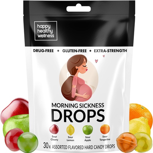[BRSRMHQPBAIWM3I2] HH Wellness Pregnancy Nausea Candy | Best Morning Sickness relief | Natural Flavor Pregnancy Pops for Nausea Relief for Pregnant Women | Morning Sickness Candy | 4 Flavors | 30 Drops