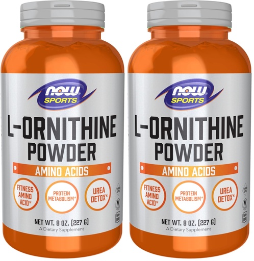 [BRSRMBA7AFYAYCTF] NOW Sports Nutrition, L- Ornithine Powder, Protein Metabolism* and Urea Detox*, Amino Acids, 8-Ounce (Pack of 2)