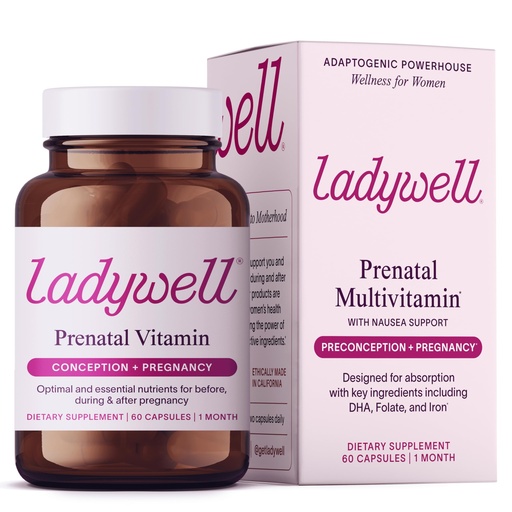 [BRSRAFQTOUHR6G3U] Ladywell Prenatal Multivitamin | Conception, Pregnancy & Postpartum | Key Ingredients Including DHA, Folate & Iron | Expertly-Formulated & Tested | Designed for Absorption with Nausea Support, 60 Ct