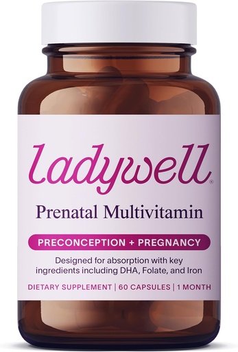 [BRSRAFQTOUHR6G3U] Ladywell pirmsdzemdību multivitamīnu      ; Koncepcija, grūtniecība un pēcdzemdību periods ; Atslēgas Sastāvdaļas, tostarp DHA, Folātu un dzelzi ; Expertly-Formulated & Tested ; Paredzēti absorbcijai ar sliktas dūšas atbalstu, 60 Ct