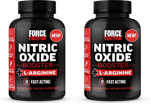 [BRSRGGQNO4NWKEI3] Force Factor Nitric Oxide Booster,Fast-Acting Formula with L-Arginine,Boosts Nitric Oxide Levels,Maximize Muscle Pumps,Enhance Endurance,Improve Circulation,120 Capsules,(Pack of 2)