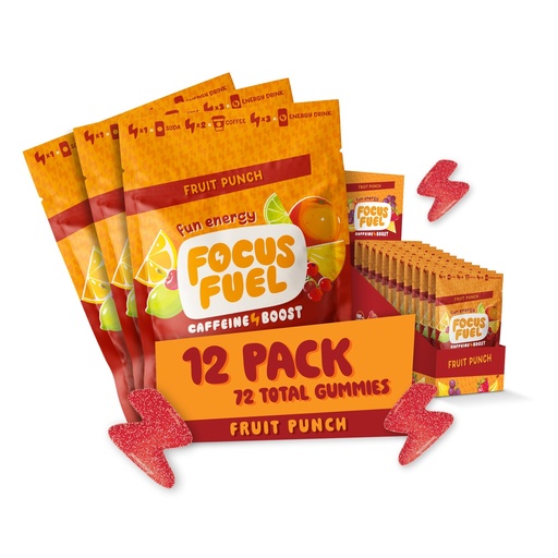 [BRSRECQQOZ7WM3T6] FocusFuel Energy Chews – Fruit Punch Sample Pack (36 Servings) – 100mg Caffeine + Alpha GPC + L-Theanine + B12, Magnesium – No Crash or Jitters