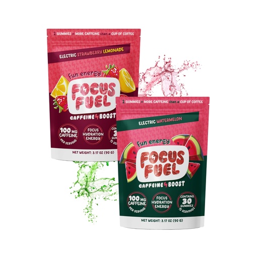 [BRSREZYFPMBWM2YV] FocusFuel Energy Chews Variety Pack – Watermelon & Strawberry Lemonade Flavors (2-Pack, 30 Servings Total) – 100mg Natural Caffeine + Nootropics – Clean, Refreshing Energy with No Crash