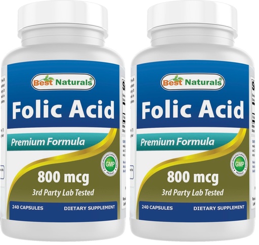 [BRSRGFIFDECRGHLP] Best Naturals Folic Acid 800 mcg 240 Capsules (Pack of 2)