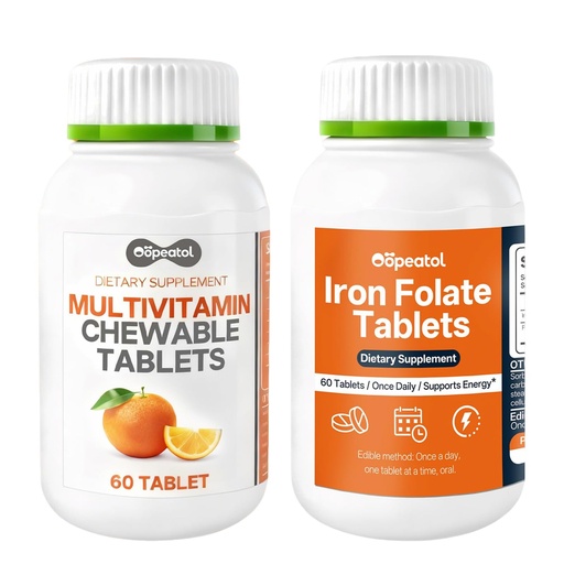 [BRSRGA35PIIAKCTD] Iron Folic Acid & Calcium Vitamin D3 Magnesium Supplement | Supports Red Blood Cell, Bone & Muscle Health | 60 Tablets Gentle Elemental Composition with 400mcg Folic Acid