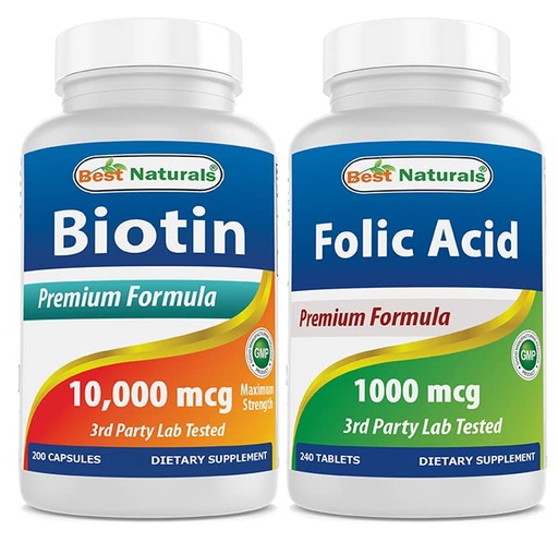 [BRSRMBT3CV4AGD32] Best Naturals Biotin 10,000 Mcg & Folic Acid 1000 mcg