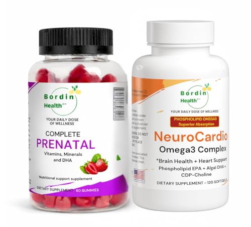 [BRSRGCQKAV4AM2DO] Maternal & Cognitive Support Bundle - Complete Prenatal Gummies with Folic Acid & Iron + NeuroCardio Omega-3 Complex with DHA & Astaxanthin