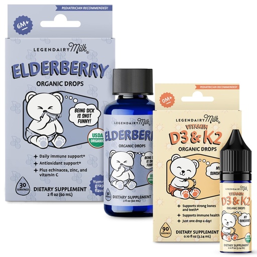 [BRSRGGD7CUMGMAA3] Legendairy Milk Baby Vitamin D3 K2 and Elderberry Drops Bundle Age 6 Months+