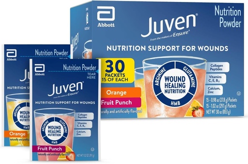 [BRSWYHT7OIHRADYV] Juven Therapeutic Nutrition Drink Powder Including Collagen Peptides, Amino Acids, and HMB For Wound Healing Support, Variety Pack: Orange & Fruit Punch, 30 Packets