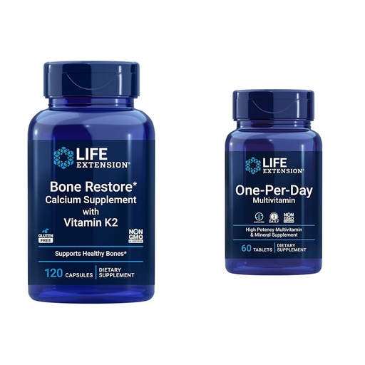 [BRSROBIPAACAA3DH] Life Extension Bone Restore + Vitamin K2 Vitamins & Minerals Maintain Bone Health & Strength & One-Per-Day Multivitamin – Packed with Over 25 Vitamins