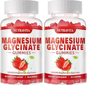 [BRSRAGQ6CRYGM2D2] Magnesium Glycinate Gummies 1000mg with L-Threonate,Chelated Magnesium Potassium Complex Supplement with VitD, B6, CoQ10, Calcium,Supports for Memory, Calm, Mood - 180 Gummies Strawberry