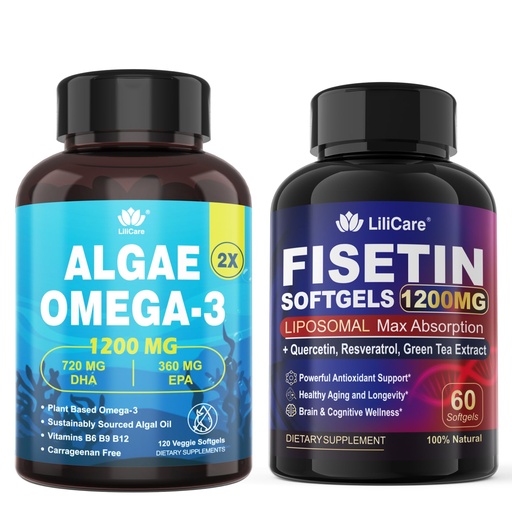 [BRSRAAIBDIMAE3TK] LILICARE Fisetin Supplement + Vegan Omega-3 Algae Oil