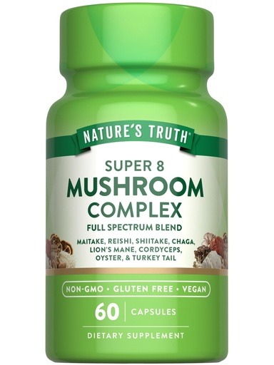 [BRSWGCT3OR6WGETP] Nature's Truth Mushroom Complex Capsules | 60 Count | Full Spectrum Complex of Super 8 Mushrooms | Vegan, Non-GMO, & Gluten Free Supplement