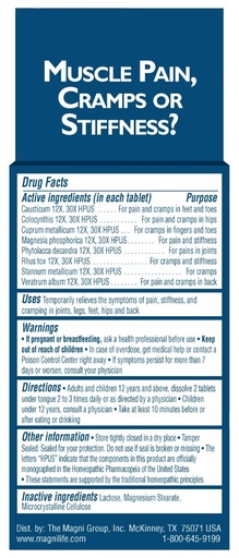 [BRSWKGAIOJ5A23DO] MagniLife Muscle Cramp Pain Relief Quick-Dissolve Tablets, 125 Count, Quinine-Free Homeopathic Medicine for Leg, Foot, Hip, Joint & Back Pain Relief, Helps Ease Muscle Ache, Cramping & Stiffness