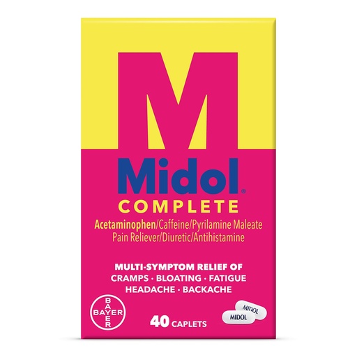 [BRSWIYQOAQHQ2C32] Midol Complete Menstrual Pain Relief Caplets, 40 Count - Provides Cramp, Headache, and Bloating Relief